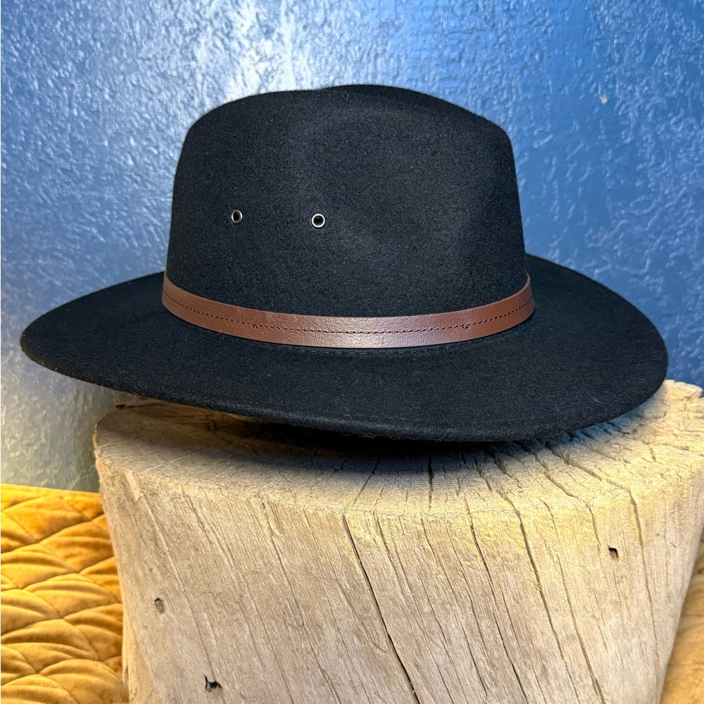 SUNDRY AFTERNOONS Black Wool Felt Hat with Brown Leather Band - Picture 3 of 8
